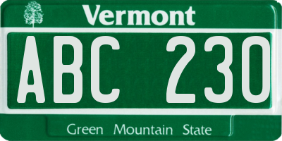 VT license plate ABC230