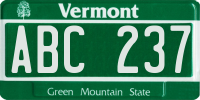 VT license plate ABC237