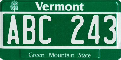 VT license plate ABC243