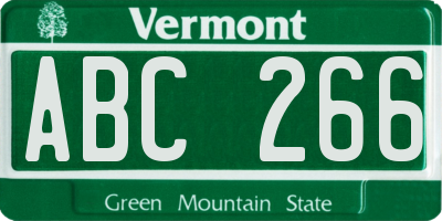 VT license plate ABC266