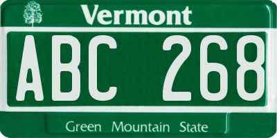 VT license plate ABC268