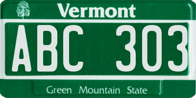 VT license plate ABC303