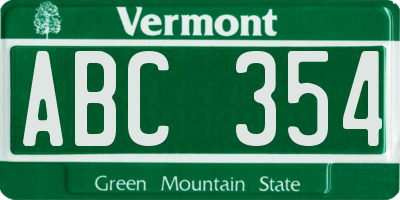 VT license plate ABC354
