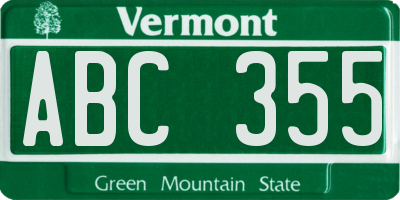 VT license plate ABC355