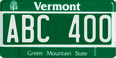 VT license plate ABC400