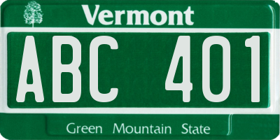 VT license plate ABC401