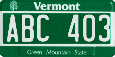 VT license plate ABC403