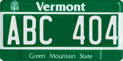 VT license plate ABC404