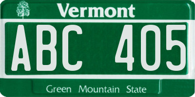 VT license plate ABC405