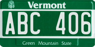 VT license plate ABC406