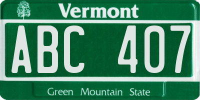 VT license plate ABC407