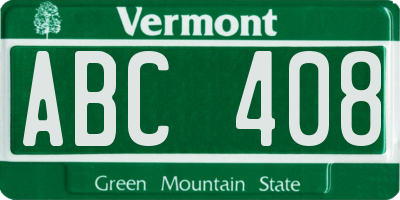 VT license plate ABC408