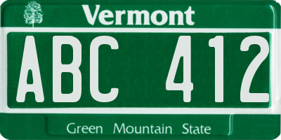 VT license plate ABC412