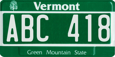 VT license plate ABC418