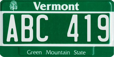 VT license plate ABC419