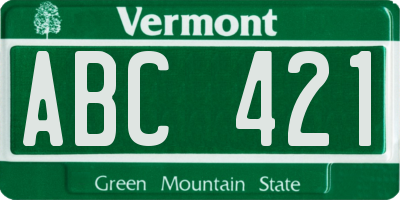 VT license plate ABC421