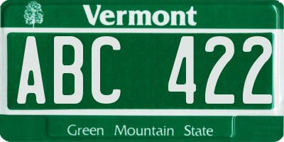 VT license plate ABC422