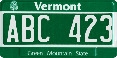 VT license plate ABC423