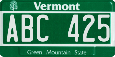 VT license plate ABC425