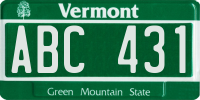 VT license plate ABC431