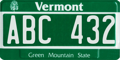 VT license plate ABC432