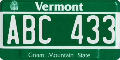 VT license plate ABC433