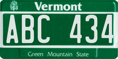 VT license plate ABC434