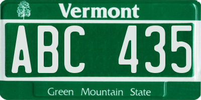 VT license plate ABC435