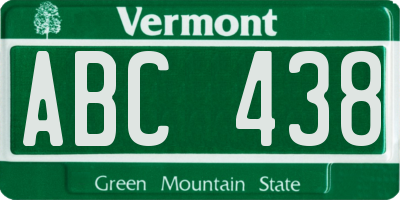 VT license plate ABC438