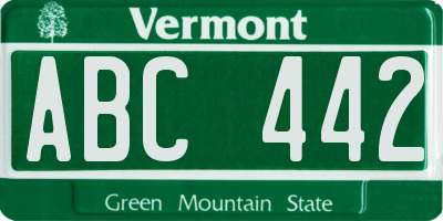 VT license plate ABC442