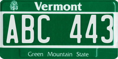 VT license plate ABC443