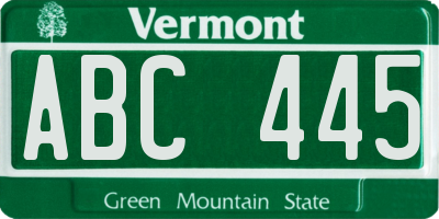 VT license plate ABC445