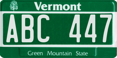 VT license plate ABC447