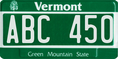 VT license plate ABC450