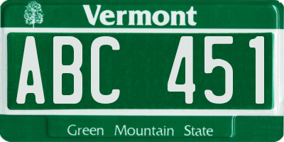 VT license plate ABC451