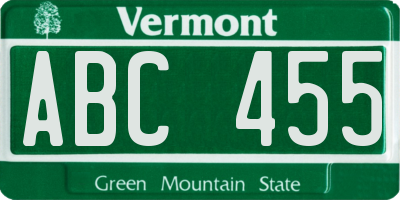 VT license plate ABC455