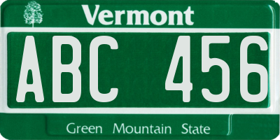 VT license plate ABC456