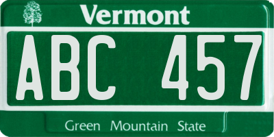 VT license plate ABC457