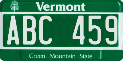 VT license plate ABC459