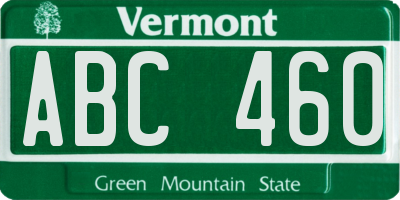 VT license plate ABC460