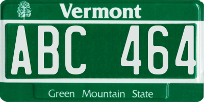 VT license plate ABC464