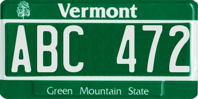 VT license plate ABC472