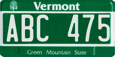 VT license plate ABC475