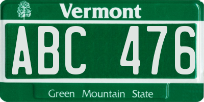 VT license plate ABC476