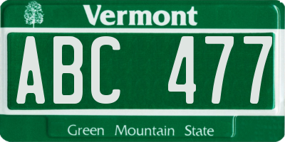 VT license plate ABC477