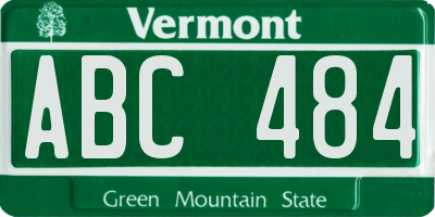 VT license plate ABC484