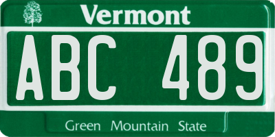 VT license plate ABC489