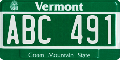 VT license plate ABC491