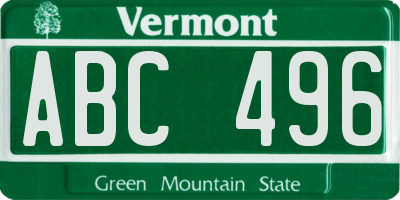 VT license plate ABC496