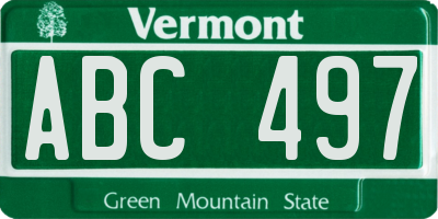 VT license plate ABC497